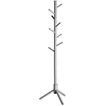 Perchero de pie de madera maciza en forma de árbol, 8 ganchos, altura ajustable para ropa, sombrero y bolso, ideal para salón, dormitorio y oficina en elegante blanco