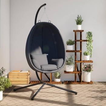 vidaXL Hanging Egg Chair with Stand - Anthracite Fabric and Steel