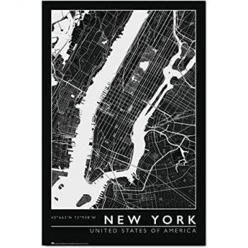 Póster Decorativo Mapa de Nueva York - Laminas a Color 61x91,5cm con Licencia Oficial