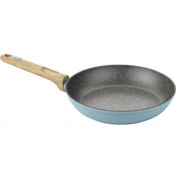 BRA Nordik Sartén de Aluminio Forjado, 24 cm, Revestimiento Antiadherente, Apto para Inducción, Mango Imitación Madera, Fácil Limpieza