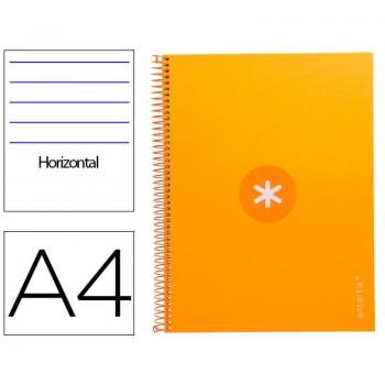 Cuaderno espiral Antartik A4 microperforado tapa dura forrada 80 hojas 90g/m² rayado horizontal con margen 1 banda elástica 4 taladros color most