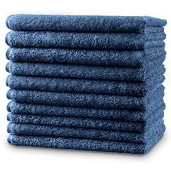 Twinzen - 10 x Pequeñas Toallas de Mano 30x50 cm. Azul Oscuro. Toallas de Baño para Mano, Esponja, Set de Baño, Juego de Toallas de Mano, pequeñas Toallas de Mano para el Lavabo