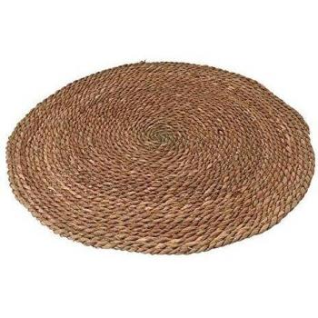 Alfombra redonda de fibra de maíz hoja de totora 80 cm