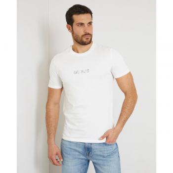 Camiseta Guess Manga Corta Logo Blanco Bordado Gris