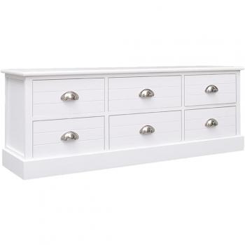 Mueble para TV de madera maciza de paulownia blanca 108x30x40 cm