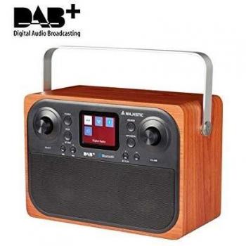 Radio Despertador Digital Majestic RT-197 DAB+ Bluetooth, Madera y Negro, Con Pantalla LC, AUX-IN y 2 Alarmas