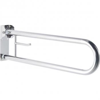 Asidero de baño tubo abatible antideslizante en brillo con portarrollo 60cm