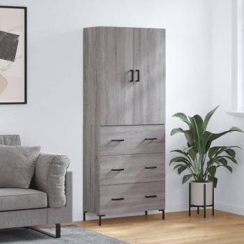 Aparador alto de madera multicapa gris Sonoma 69,5x34x180 cm