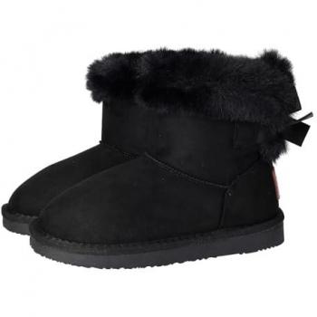 Conguitos - Botas australianas de niña impermeables con cinturón de pelo y lazo, color negro, talla 38