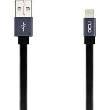 DCU CABLE NEGRO CONEXIÃ“N USB A LIGHTNING PLANO Y CORTO 20CM