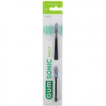 Gum Sonic Daily Electric Toothbrush Replacement Heads Black 2-Pack