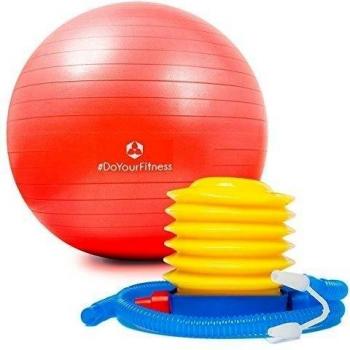 Pelota para gimnasia »Pluto« con la bomba / Pelota resistente sentarse y para practicar ejercicio / 75 cm / rojo