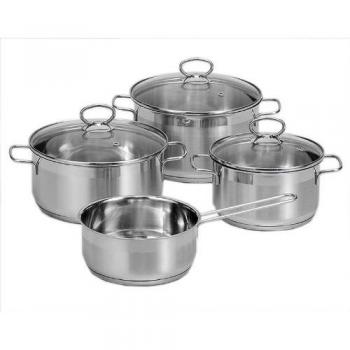 Set de Ollas Manhattan 4 Piezas de Acero Inoxidable, Compatible con Cocinas de Inducción