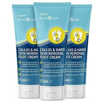 Amazon Basic Care Crema de pies para eliminar callosidades y durezas - Pack de 3