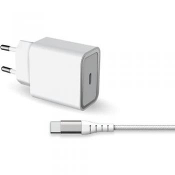 BigBen Interactive FPLICS20WCBLCMFIW Cargador de Pared con Cable Lightning MFI, 20W, Longitud de Cable 1.2m, Color Blanco