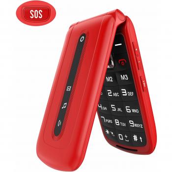 Ukuu telefono movil para personas mayores con teclas grandes pantalla de 24 pulgadas moviles con tapa facil de usar celular para ancianos con boton sos camara radio fm bateria de 900 mahnegro