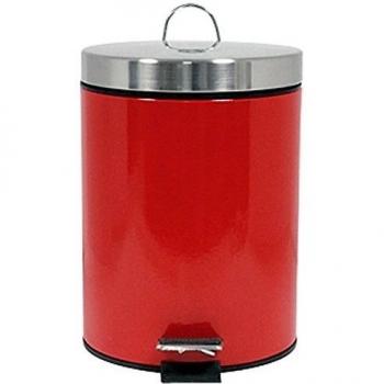 MSV CUBO DE BASURA CON PEDAL METALICO 12L ROJO, Acero, 39.4x25.1x25.1 cm