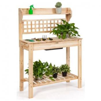 Sliding Tabletop Potting Bench Workstation with Sink