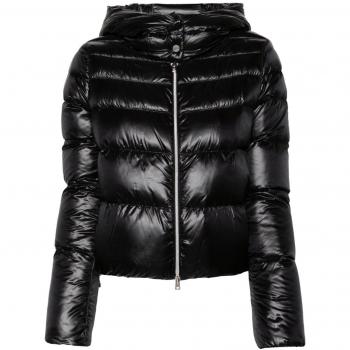Herno Women's Nylon Short Down Jacket in Black, Size 42, PI00124DR12017Z9300