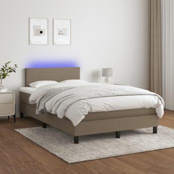 Cama de muelles con colchón y LED Tortorora 120x200cm Tela gris taupe