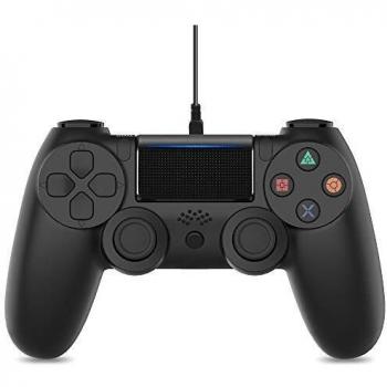 Control PS4, Control Doosl con Cable para PS4 - Gamepad - Control para PS4/PC/Laptop con Motores de vibración, Indicador LED, Cable USB y Agarres Atideslizantes