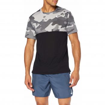 Nike M Nk DF Top SS Hpr Dry Camo Camiseta de Manga Corta, Hombre, Black/lt Smoke Grey/