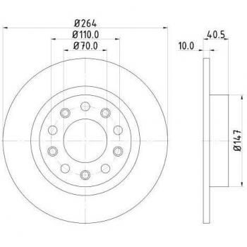 Disco de freno HELLA PRO 8DD 355 117-241 recubierto 264mm para ALFA ROMEO y DODGE