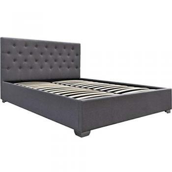 Cama Doble con Cofre Tino - 160 × 200 cm - Gris - Diseño Contemporáneo