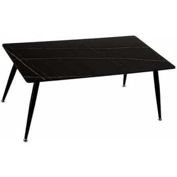 Mesa de Centro Diseño Mármol Negro con Estructura de Metal y Melamina - 60 x 45 x 110 cm
