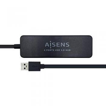 AISENS - A106-0399 - HUB USB 3.0, Tipo A/M-4xtipo A/H, Negro, 30cm