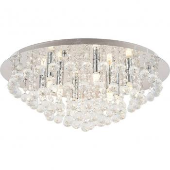 Lámpara de techo Lindby Antonino, 8 luces, plateada, hecha de cristal, tipo G9, ideal para salón y comedor