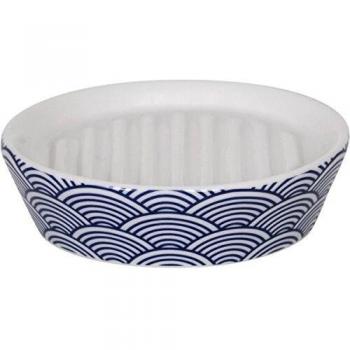 MSV Bento jabonera, blanco/azul, diámetro 11 cm