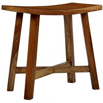 vidaXL Samán Taburete Bajo Madera Maciza Asiento Ergonómico Banqueta Diseño Oriental Rústica Semi Brillo Banquito Baño Silla Jardín Cocina Sala Marrón