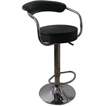 Silla Bar Giratoria Fel's Acero Cromado con Tapizado de PU Negra
