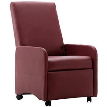 vidaXL Sillón Reclinable Cuero Sintético Salón Comedor Sala de Estar Habitación Casa Hogar Mobiliario Muebles Decoración Asientos Color Vino Tinto