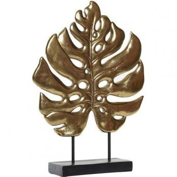 Figura Decorativa DKD Home Decor 25,5 x 6 x 34 cm Negro Dorado Tropical Hoja de planta
