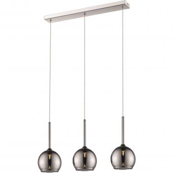 Barra colgante de techo de 3 luces WARWICK, cromada con pantallas de vidrio, tipo G9