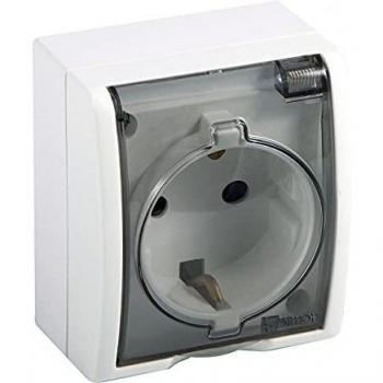 Enchufe Eléctrico Schuko Aquarius Simon Blanco con 2P+TT