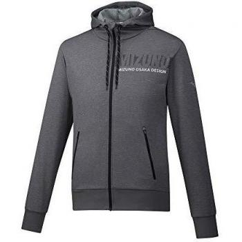 Mizuno Sudadera con Capucha y Cremallera para Hombre Heritage, Hombre, Sudadera con Capucha., 5054698595886, Gris, L