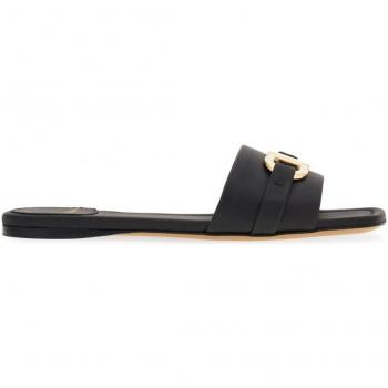 Ferragamo Women's Gancini Leather Flat Sandals in Black | Size 5 | 01G997
