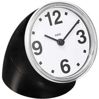 Reloj de Mesa Cronotime Alessi, Negro, Analógico, Diseño Moderno y Compacto (8.35 cm x 8.35 cm x 8.35 cm)