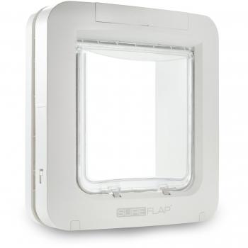 Puerta Grande para Mascotas con Microchip SureFlap, Función Cubre-Fuego, Compatible con Identificación por Radiofrecuencia y Micropuces, Blanca