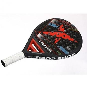 DROP SHOT Conqueror 5.0 Pala de Pádel, Unisex Adulto, Negro, 360-385 gr