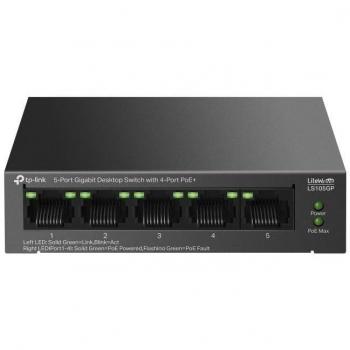 Switch TP-Link LiteWave LS105GP - Conexión Gigabit Ethernet y PoE, color negro