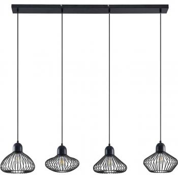 Lámpara colgante Lindby Raelyn, 4 luces, negra, hecha de metal, ideal para salón y comedor, con 4 bombillas E27