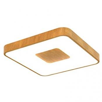 Plafón LED Cuadrado Simulación Madera 80W Regulable con Control Remoto 2700K-5000K 3900lm
