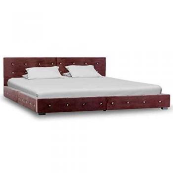vidaXL Cama Matrimonio Estructura + Colchón Viscoelástico + Somier Láminas Cabecero Tapizada Terciopelo 160x200 cm Contrachapado MDF Patas Acero Rosa