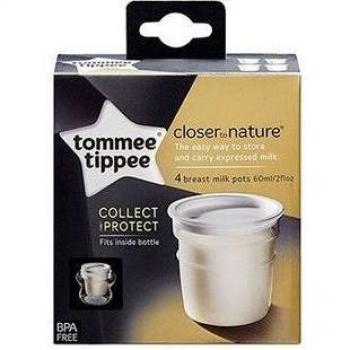 Tommee Tippee Closer to Nature Recipientes para Almacenamiento de Leche Materna, 4 Unidades
