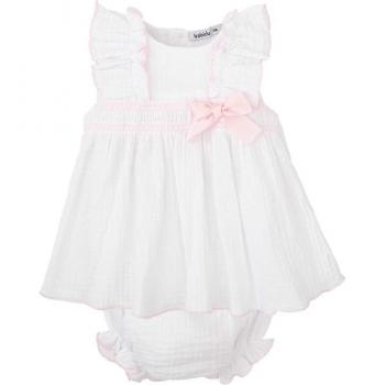 Conjunto de bebé niña Jesusito en color marino con lazo decorativo y braguita a juego