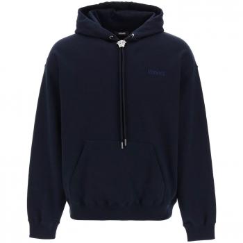 Versace Men's Cotton Hoodie - Blue, Size XL (10086611A06213, Color 1UI20)